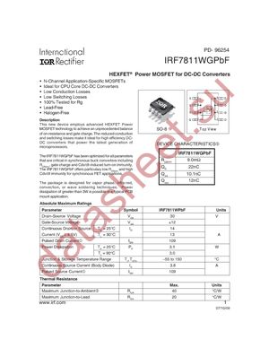 IRF7811WGTRPBF datasheet  